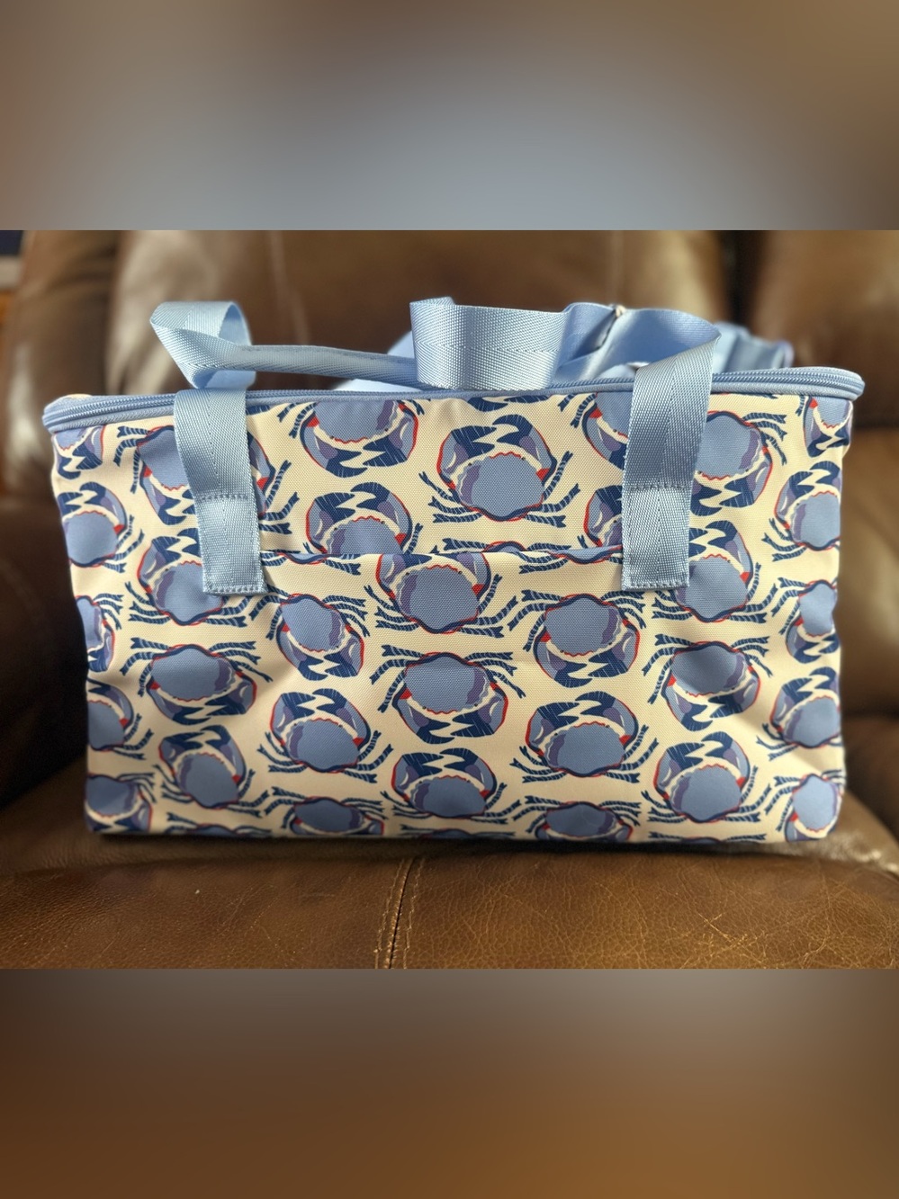 Vera Bradley Light Blue Crab-Print Insulated Cooler Bag - NWT